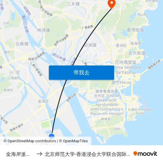 金海岸派出所 to 北京师范大学-香港浸会大学联合国际学院 map