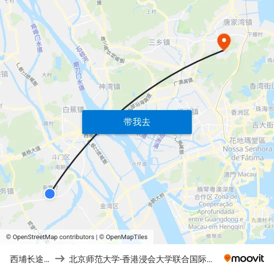 西埔长途站 to 北京师范大学-香港浸会大学联合国际学院 map