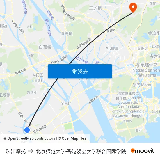 珠江摩托 to 北京师范大学-香港浸会大学联合国际学院 map
