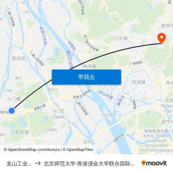 龙山工业区 to 北京师范大学-香港浸会大学联合国际学院 map