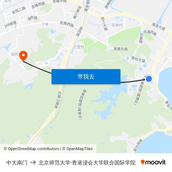 中大南门 to 北京师范大学-香港浸会大学联合国际学院 map