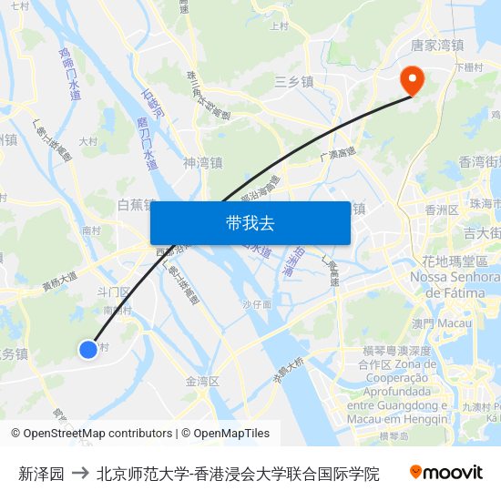 新泽园 to 北京师范大学-香港浸会大学联合国际学院 map