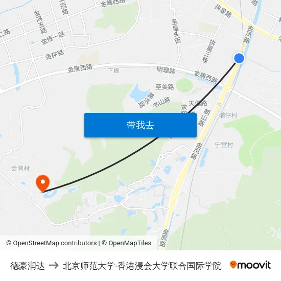 德豪润达 to 北京师范大学-香港浸会大学联合国际学院 map