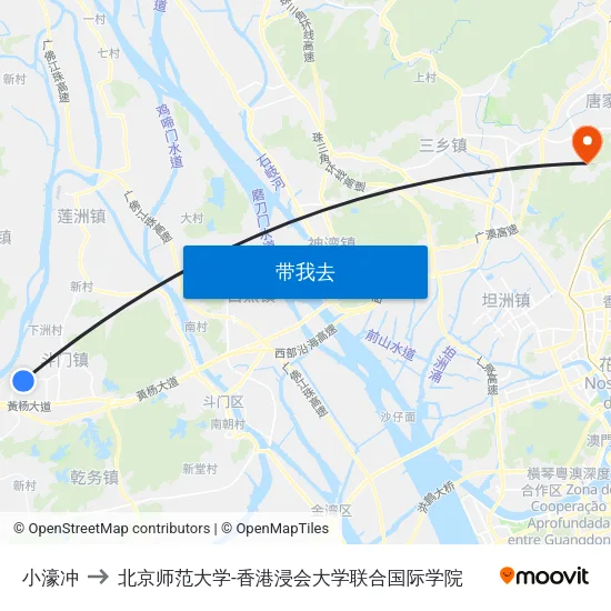 小濠冲 to 北京师范大学-香港浸会大学联合国际学院 map