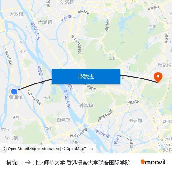 横坑口 to 北京师范大学-香港浸会大学联合国际学院 map