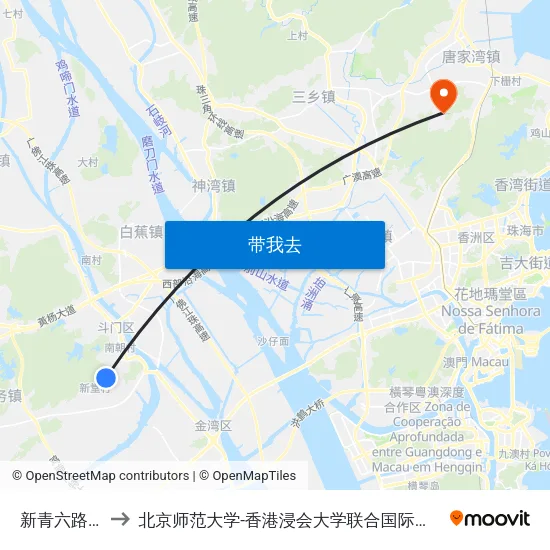 新青六路口 to 北京师范大学-香港浸会大学联合国际学院 map