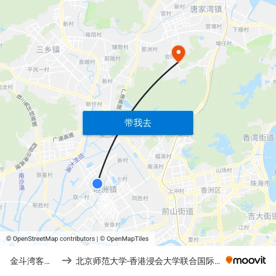 金斗湾客运站 to 北京师范大学-香港浸会大学联合国际学院 map