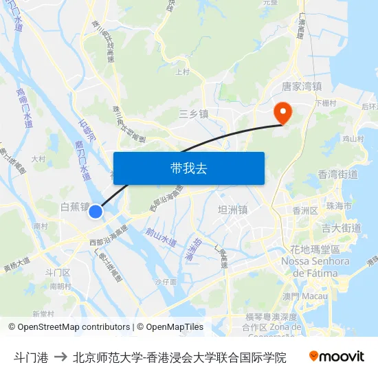 斗门港 to 北京师范大学-香港浸会大学联合国际学院 map