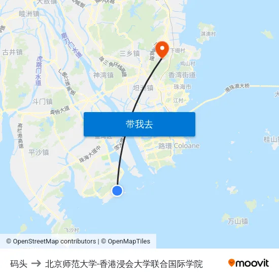 码头 to 北京师范大学-香港浸会大学联合国际学院 map