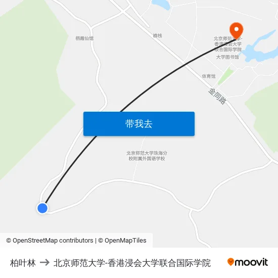 柏叶林 to 北京师范大学-香港浸会大学联合国际学院 map