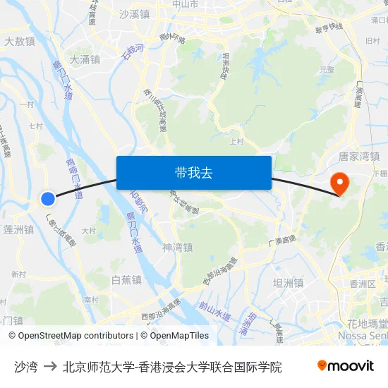 沙湾 to 北京师范大学-香港浸会大学联合国际学院 map