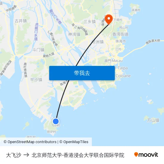大飞沙 to 北京师范大学-香港浸会大学联合国际学院 map