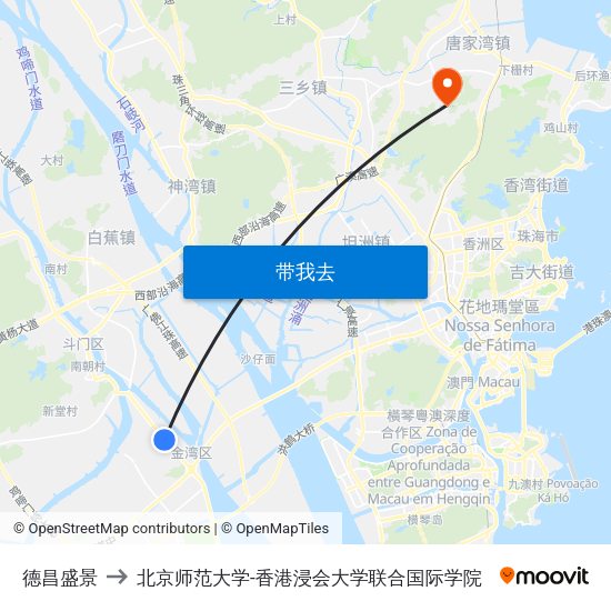 德昌盛景 to 北京师范大学-香港浸会大学联合国际学院 map