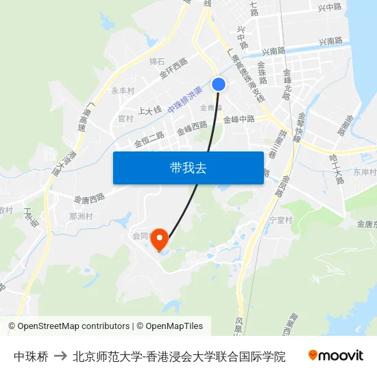 中珠桥 to 北京师范大学-香港浸会大学联合国际学院 map
