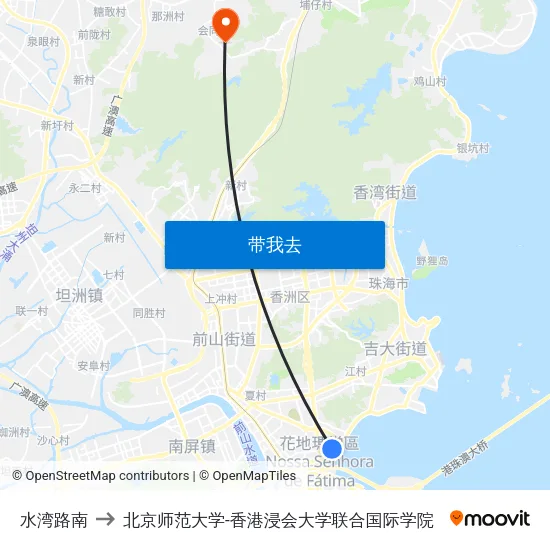 水湾路南 to 北京师范大学-香港浸会大学联合国际学院 map