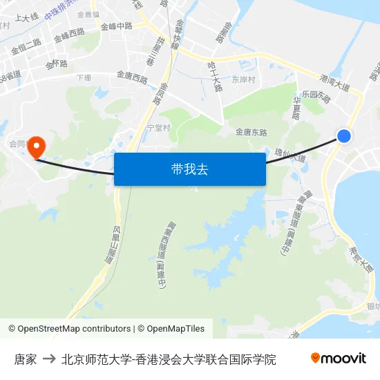 唐家 to 北京师范大学-香港浸会大学联合国际学院 map