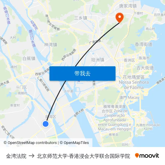 金湾法院 to 北京师范大学-香港浸会大学联合国际学院 map