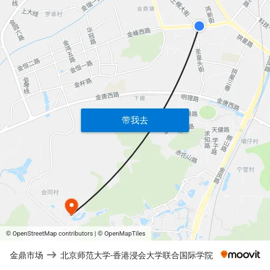 金鼎市场 to 北京师范大学-香港浸会大学联合国际学院 map
