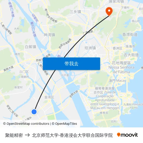 聚能精密 to 北京师范大学-香港浸会大学联合国际学院 map