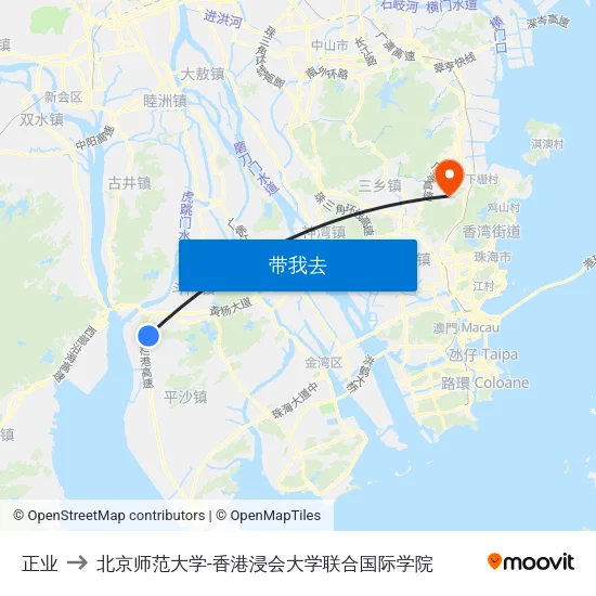 正业 to 北京师范大学-香港浸会大学联合国际学院 map