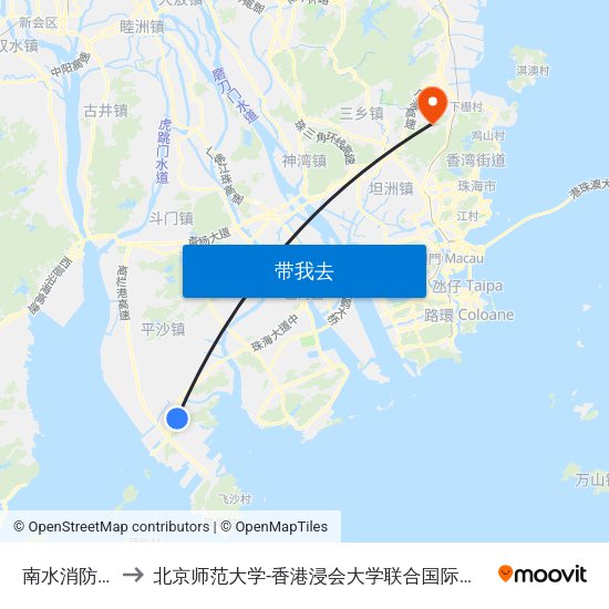 南水消防队 to 北京师范大学-香港浸会大学联合国际学院 map