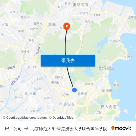 巴士公司 to 北京师范大学-香港浸会大学联合国际学院 map