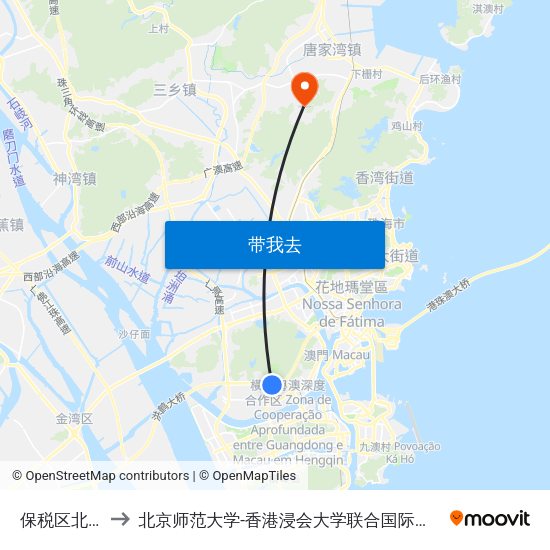 保税区北门 to 北京师范大学-香港浸会大学联合国际学院 map