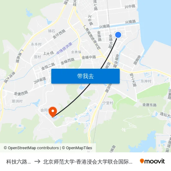 科技六路中 to 北京师范大学-香港浸会大学联合国际学院 map