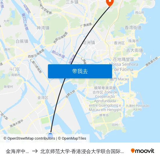 金海岸中学 to 北京师范大学-香港浸会大学联合国际学院 map