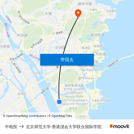 中电投 to 北京师范大学-香港浸会大学联合国际学院 map