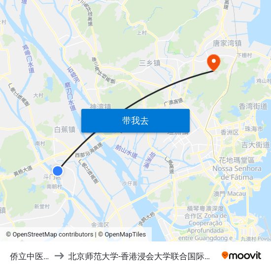 侨立中医院 to 北京师范大学-香港浸会大学联合国际学院 map