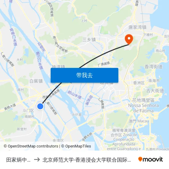田家炳中学 to 北京师范大学-香港浸会大学联合国际学院 map