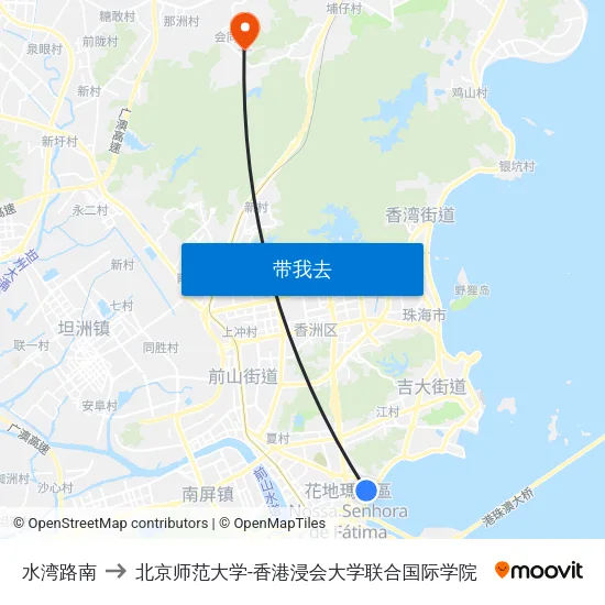 水湾路南 to 北京师范大学-香港浸会大学联合国际学院 map
