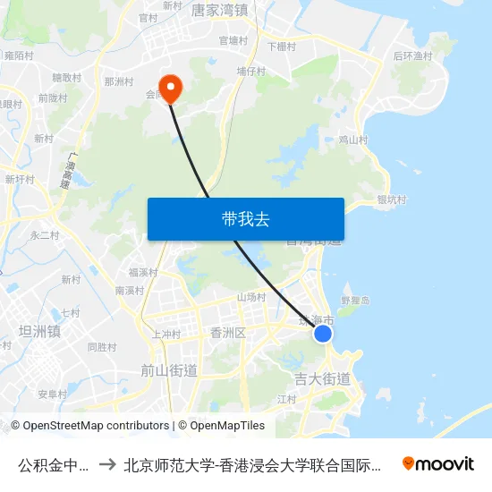 公积金中心 to 北京师范大学-香港浸会大学联合国际学院 map