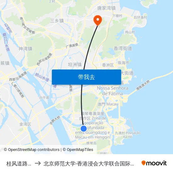 桂风道路口 to 北京师范大学-香港浸会大学联合国际学院 map