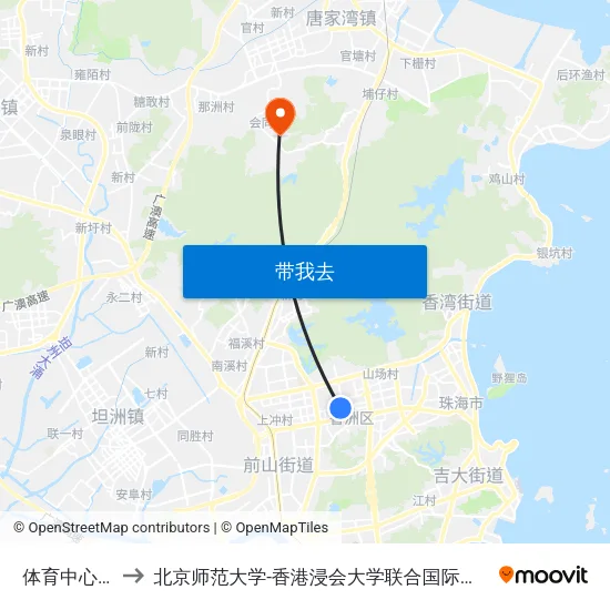 体育中心南 to 北京师范大学-香港浸会大学联合国际学院 map
