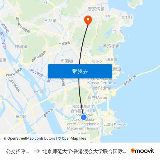 公交招呼站1 to 北京师范大学-香港浸会大学联合国际学院 map