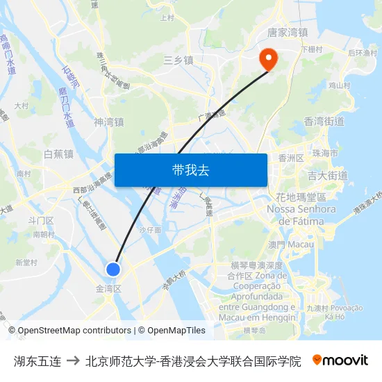 湖东五连 to 北京师范大学-香港浸会大学联合国际学院 map