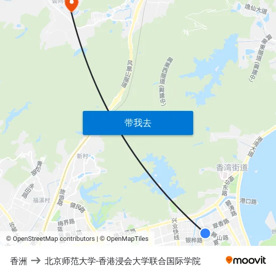 香洲 to 北京师范大学-香港浸会大学联合国际学院 map
