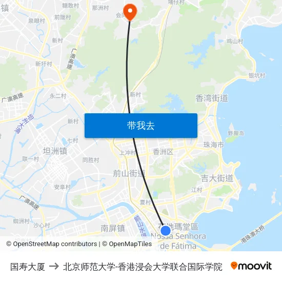 国寿大厦 to 北京师范大学-香港浸会大学联合国际学院 map