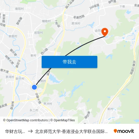 华财古玩城 to 北京师范大学-香港浸会大学联合国际学院 map
