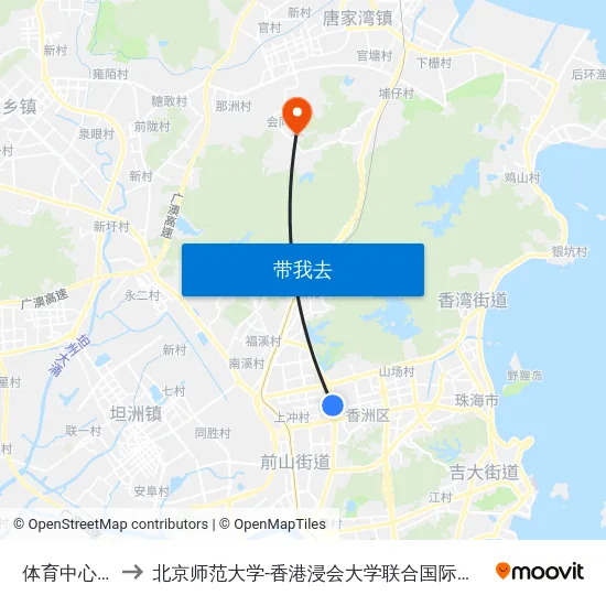 体育中心西 to 北京师范大学-香港浸会大学联合国际学院 map