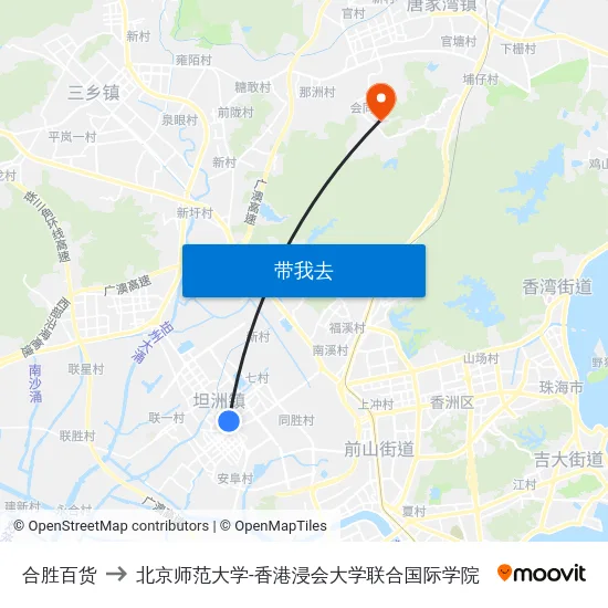 合胜百货 to 北京师范大学-香港浸会大学联合国际学院 map