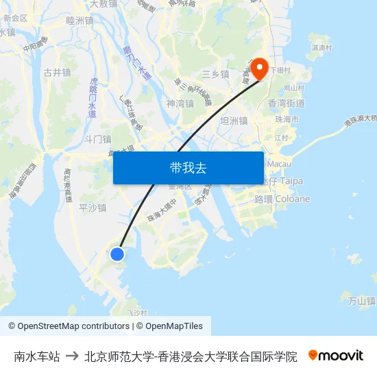 南水车站 to 北京师范大学-香港浸会大学联合国际学院 map