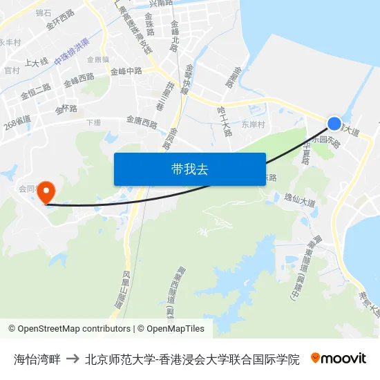 海怡湾畔 to 北京师范大学-香港浸会大学联合国际学院 map