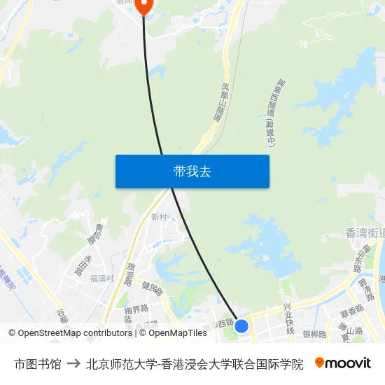 市图书馆 to 北京师范大学-香港浸会大学联合国际学院 map