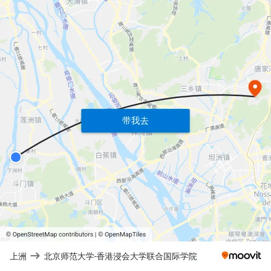 上洲 to 北京师范大学-香港浸会大学联合国际学院 map