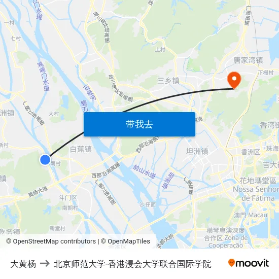 大黄杨 to 北京师范大学-香港浸会大学联合国际学院 map