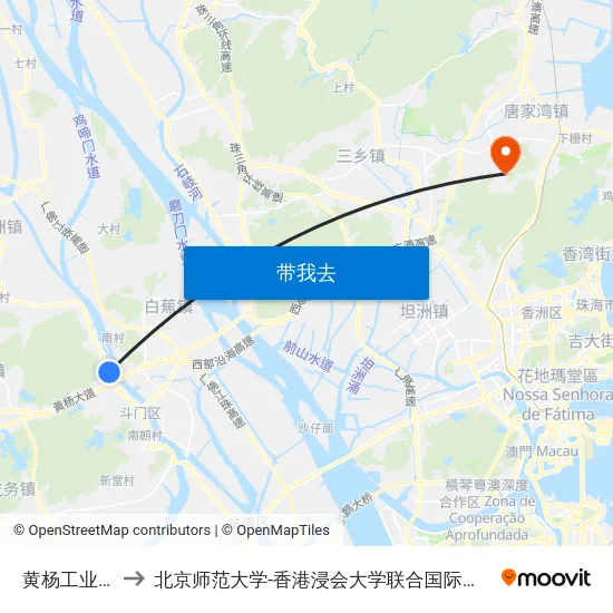 黄杨工业区 to 北京师范大学-香港浸会大学联合国际学院 map