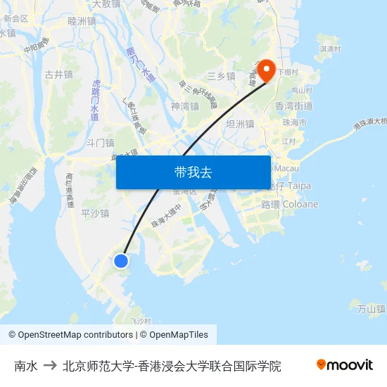 南水 to 北京师范大学-香港浸会大学联合国际学院 map
